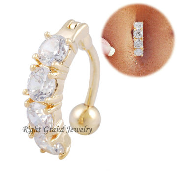 Christmas Gifts Round Clear Zircon 18K Gold Sexy Belly Ring